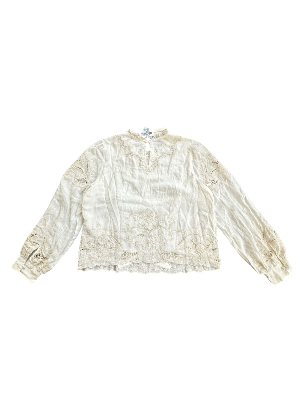 NWT Anthropologie Lainie Long Sleeve Lace Cutwork Blouse Ivory XL - Picture 12 of 16
